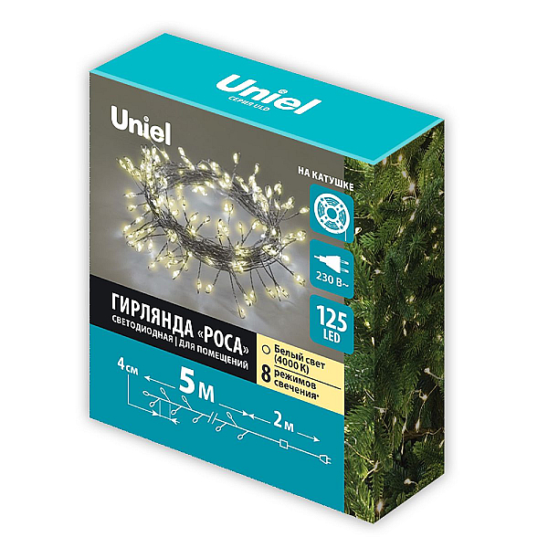 Гирлянда Роса Uniel ULD-S0500-125/DTA WARM WHITE IP20 DEWDROP UL-00012122