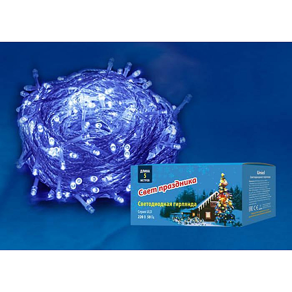 Светодиодная гирлянда (UL-00005253) Uniel 220V синий ULD-S0500-050/DTA Blue IP20