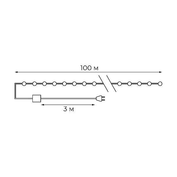 Гирлянда Роса Uniel ULD-S10000-1000/DGA WARM WHITE IP20 DEW UL-00012089