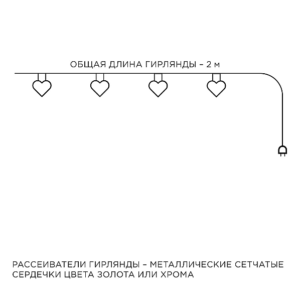 Гирлянда светодиодная Сердце Apeyron Сердце 15-61