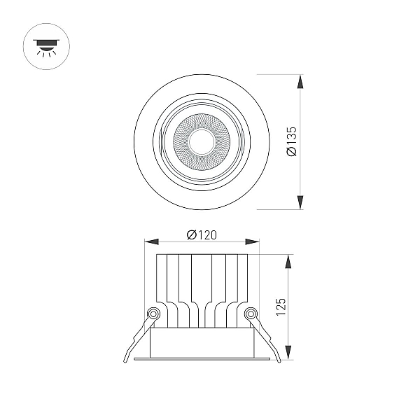 Встраиваемый светильник Arlight MS-VORTEX-BUILT-R135-30W Day4000 (BK-BK, 30 deg, 230V) 058431