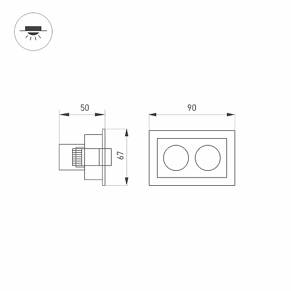 Встраиваемый светодиодный светильник Arlight MS-Orient-Built-Turn-TC-S67x90-5W Warm3000 034876
