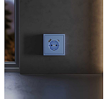 Накладка для розетки с заземлением и защитными шторками, с USB A+C Voltum S70 (деним) VLS001015
