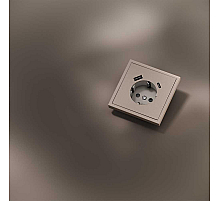 Накладка для розетки с заземлением и защитными шторками с USB A+C S70 Metal (платина) Voltum VLSM001010