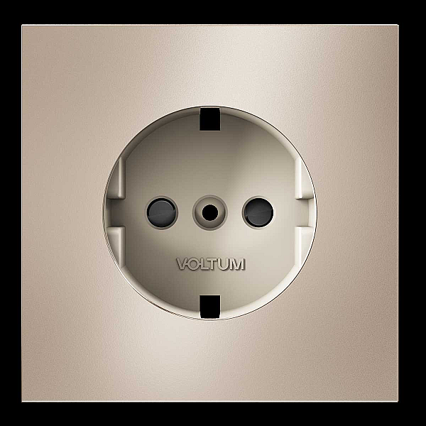 Накладка для розетки с заземлением и защитными шторками, S70 Metal (платина) Voltum VLSM000710