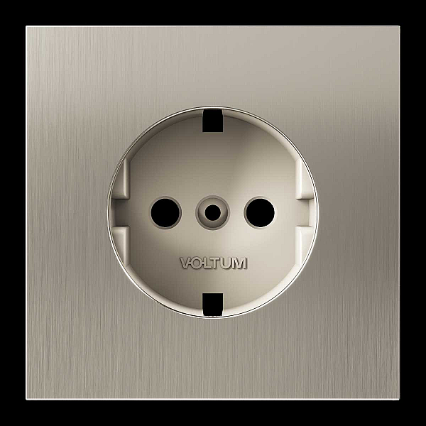 Накладка для розетки с заземлением, S70 Metal (никель) Voltum VLSM000611