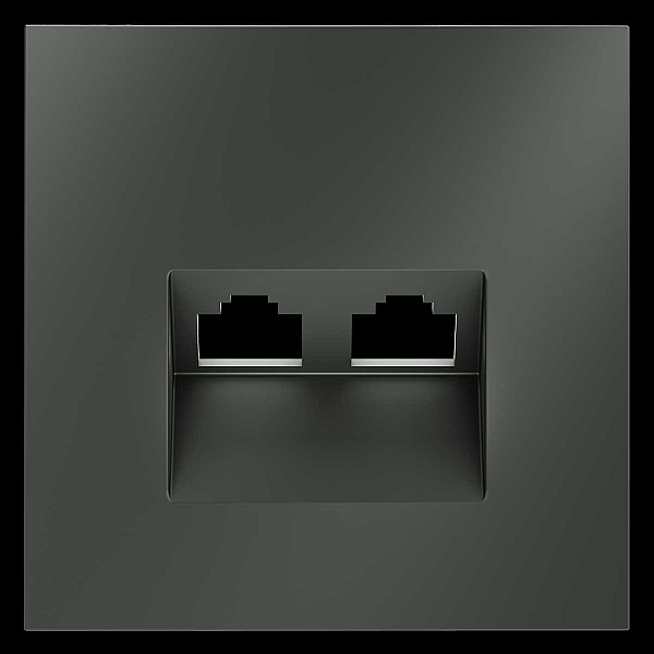 Накладка для розетки компьютерной двойной RJ45+RJ45 кат.6, S70 (титан) Voltum VLS001406