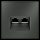 Накладка для розетки компьютерной двойной RJ45+RJ45 кат.6, S70 (титан) Voltum VLS001406