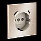 Накладка для розетки с заземлением и защитными шторками, с USB A+C, S70 Metal (платина) Voltum VLSM001010