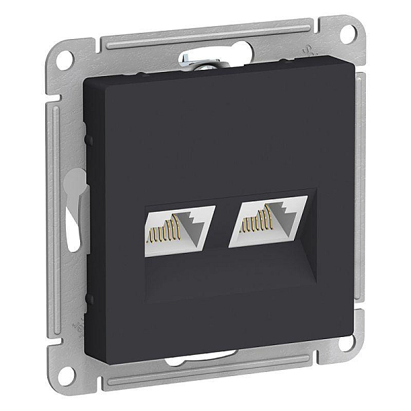 Розетка компьютерная двойная RJ45 Systeme Electric AtlasDesign 5e кат UTP карбон ATN001085
