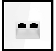 Накладка для розетки компьютерной двойной RJ45+RJ45 кат.6 Voltum S70 (белый глянцевый) VLS001401