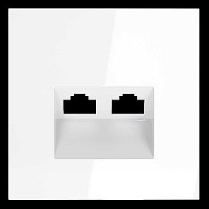 Накладка для розетки компьютерной двойной RJ45+RJ45 кат.6 Voltum S70 (белый глянцевый) VLS001401