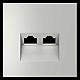 Накладка для розетки компьютерной двойной RJ45+RJ45 кат.6, S70 (сталь) Voltum VLS001405