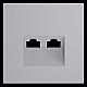 Накладка для розетки компьютерной двойной RJ45+RJ45 кат.6, S70 (серый) Voltum VLS001416