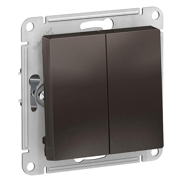 Выключатель двухклавишный Systeme Electric AtlasDesign 10A 250V мокко ATN000651