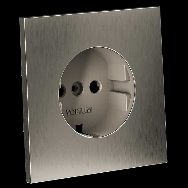 Накладка для розетки с заземлением, S70 Metal (никель) Voltum VLSM000611
