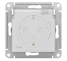 Розетка 2К+З Schneider Electric Atlas Design 16A 250V со шторками и крышкой белая ATN440146