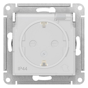 Розетка 2К+З Schneider Electric Atlas Design 16A 250V со шторками и крышкой белая ATN440146