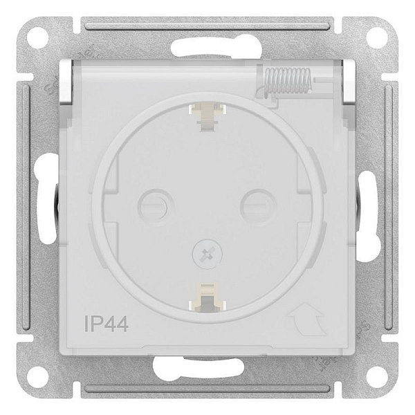 Розетка 2К+З Systeme Electric AtlasDesign 16A 250V со шторками и крышкой белая ATN440146
