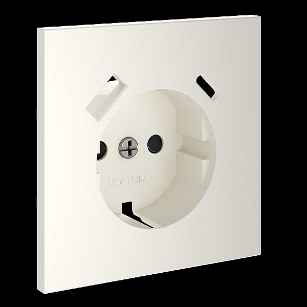 Накладка для розетки с заземлением и защитными шторками, с USB A+C, S70 (хлопок) Voltum VLS001013