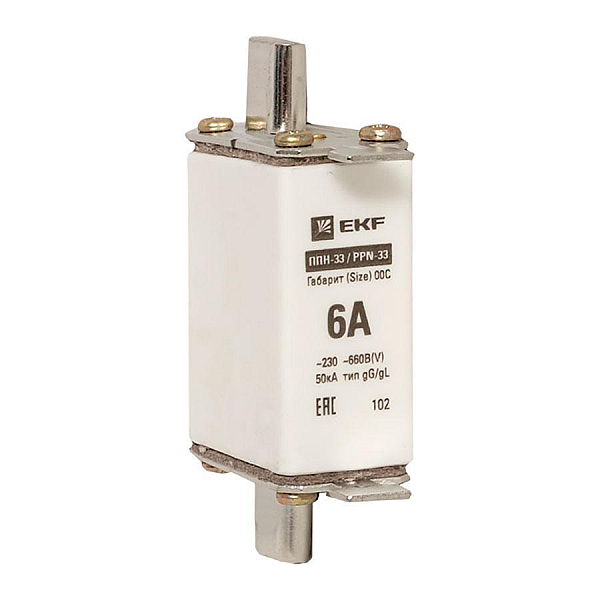 Плавкая вставка ППН-33 100/6А габарит 00С EKF PROxima fus-33/100/6