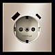 Накладка для розетки с заземлением и защитными шторками, с USB A+C, S70 Metal (платина) Voltum VLSM001010
