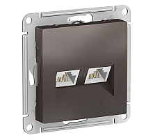 Розетка двойная компьютерная мокко RJ45+RJ45 Schneider Electric Atlas Design ATN000685