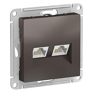 Розетка двойная компьютерная мокко RJ45+RJ45 Schneider Electric Atlas Design ATN000685
