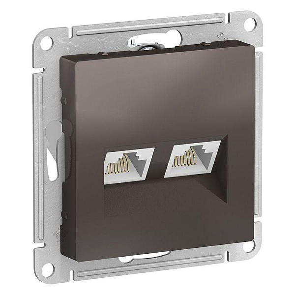 Розетка компьютерная двойная RJ45 Systeme Electric AtlasDesign 5e кат UTP мокко ATN000685