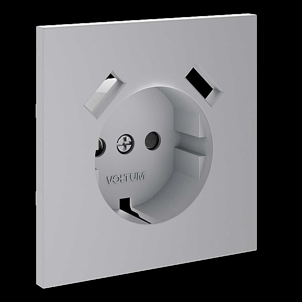Накладка для розетки с заземлением и защитными шторками, с USB A+A, S70 (серый) Voltum VLS000916