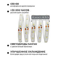 Комплект светодиодной ленты Apeyron 12В 4,8Вт/м smd3528, 60 д/м IP65 2,5м 6500K (блок, коннектор) 10-20
