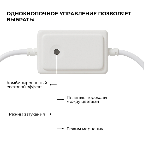 Контроллер RGB 220В 500Вт однокнопочный для светодиодного неона Apeyron 17-49 smd 5050 04-190