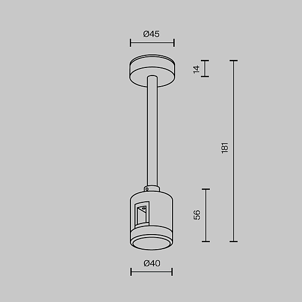 Крепление потолочное Short с прямым коннектором питания Maytoni Flarity TRA156C-IPCL1-B