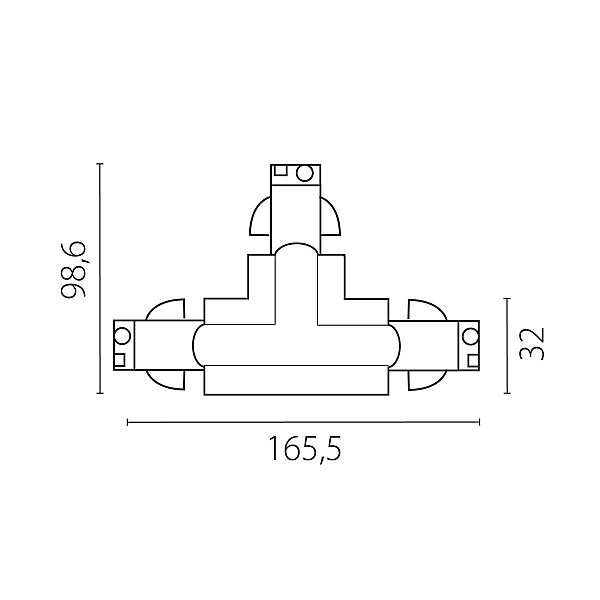 Соединение правое тройное перекидное с подводом питания к треку 5040xx-(F)/(R) Quattro Lightstar 504136-FRPSR