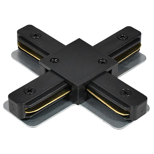 Коннектор X-образный Hesby Lighting Skylite для  накладного шинопровода 220В, чёрный HSBL_0007