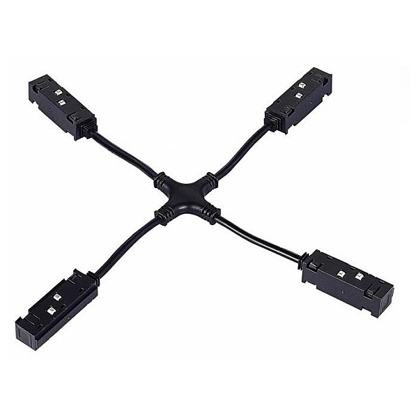 Коннектор питания Х-образный Hesby Lighting ElDeko для шинопровода 48В, чёрный HSBL_0153