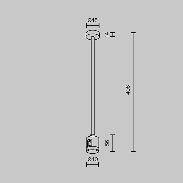 Крепление потолочное Medium 360мм с прямым коннектором питания Maytoni Technical TRA158C-IPCL1-PT