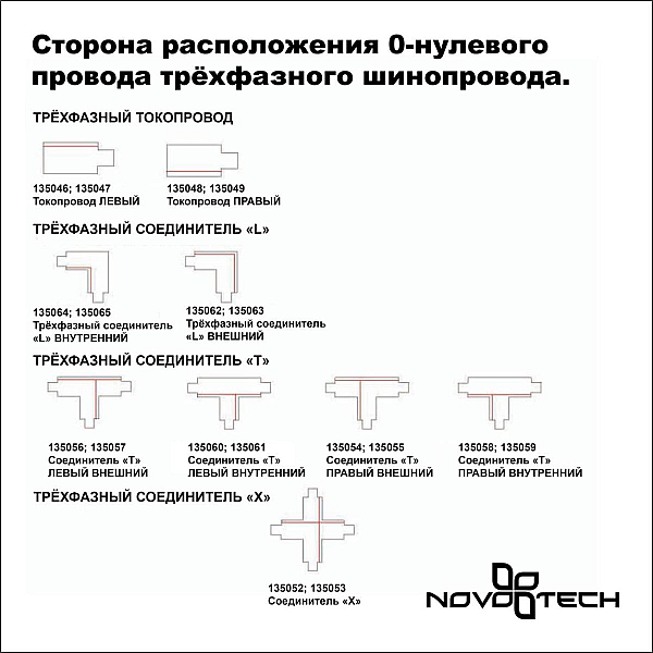 Соединитель L внутренний с токопроводом для трехфазного шинопровода Novotech Port 135065