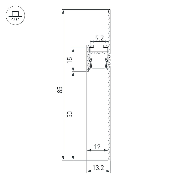 Профиль-плинтус для светодиодных лент и линеек Arlight ARH-PLINTUS-50-FANTOM-3000 RAL7044 (Алюминий) 041776