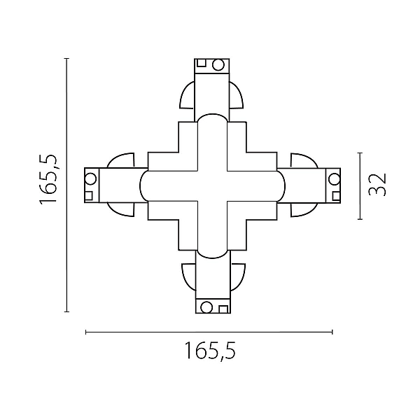 Соединение крестовое с подводом питания к треку 5040xx-(F)/(R) Quattro Lightstar 504146-FR