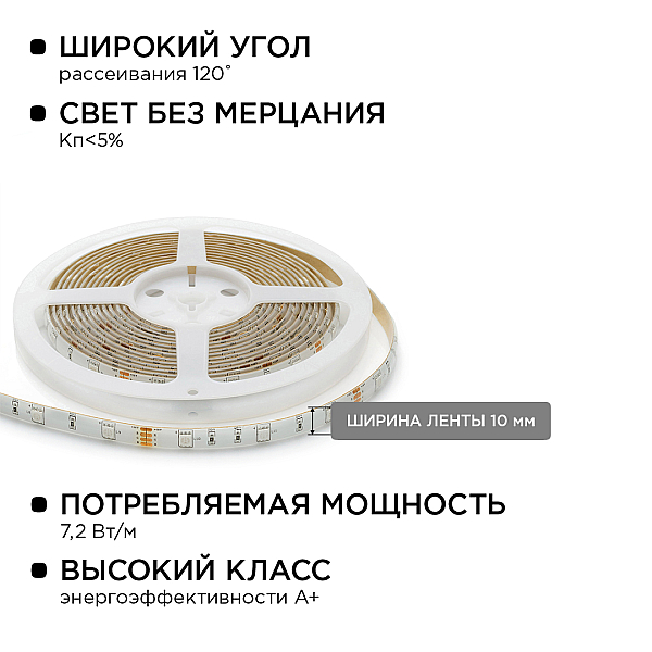 Комплект светодиодной ленты Apeyron 12В 7.2Вт/м smd 5050 30 д/м IP65 5м RGB (блок, коннектор, контроллер)  10-03