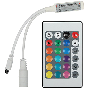 Контроллер Эра RGBController-12/24V-72/144W-IP20-IR мини для светодиодной ленты с ИК пультом Б0061110