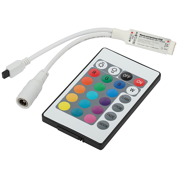 Контроллер Эра RGBController-12/24V-72/144W-IP20-IR мини для светодиодной ленты с ИК пультом Б0061110