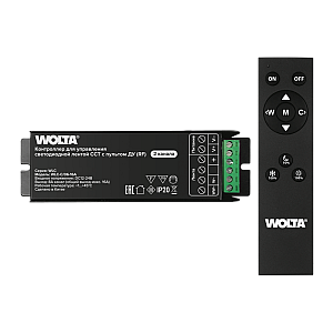 Контроллер 2-канальный для светодиодной ленты CCT 12-24В, 16А с пультом RF WOLTA WLC-C/06-16A