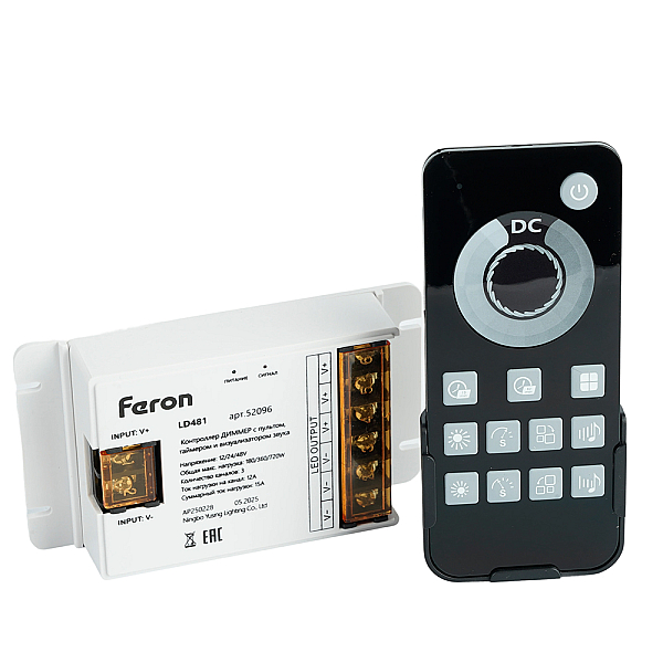 Контроллер диммер с пультом, таймером и визуализатором звука, 12-24-48V Feron LD481 52096