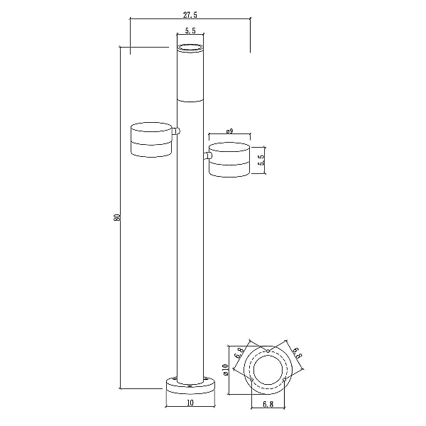 Ландшафтный светильник Arte Lamp BUDAPEST A2360PA-3BK