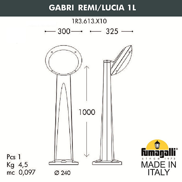 Садовый светильник Fumagalli 1R3.613.X10.LYE27
