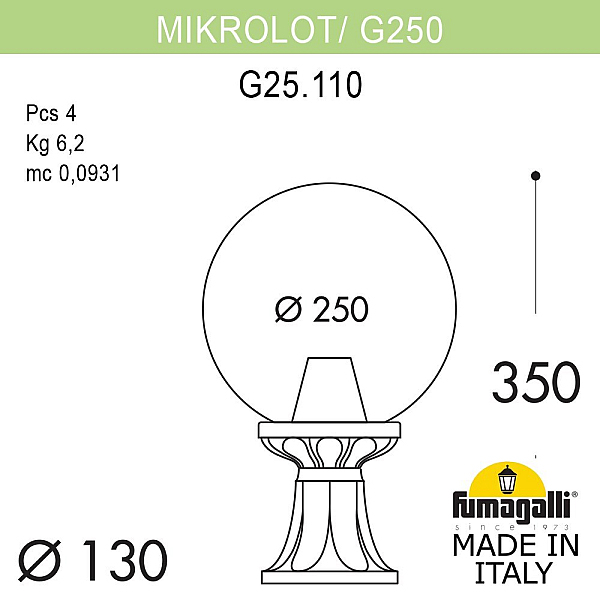 Ландшафтный светильник Fumagalli Globe 250 G25.110.000.AYF1R