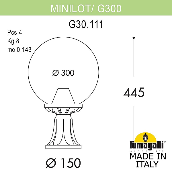 Ландшафтный светильник Fumagalli Globe G30.111.000.BZF1R