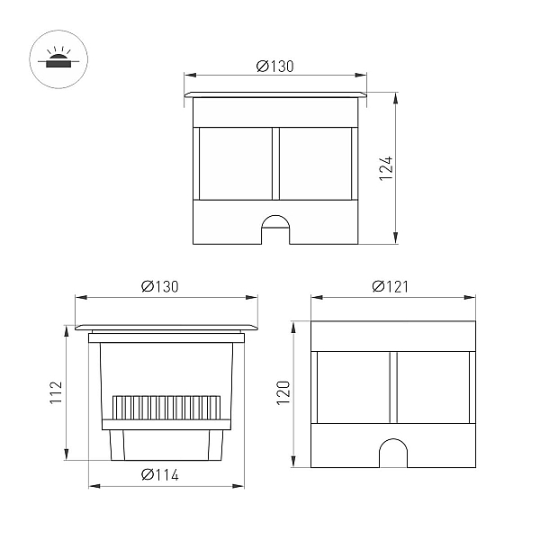 Ландшафтный светильник Arlight LTD-DAFNA-GROUND-R130-11W Day4000 (SL, 10 deg, 230V) (IP67 Металл) 061185